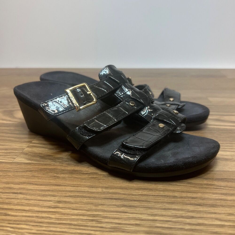 Vionic 381 Radia Sandals Women's Size 6 Orthotic‎ Adjustable Triple Strap Wedge